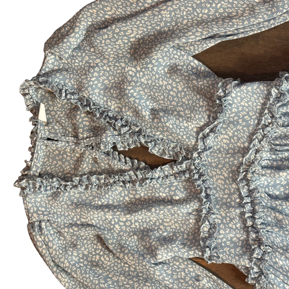 Selfie Leslie Ruffle Floral V-Neck Mini Dress Size XS Blue - Picture 3 of 11